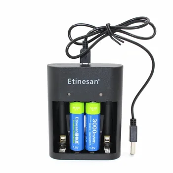 

2pcs 1.5v 3000mwh Etinesan Lithium Battery Li-po Rechargeable AA Batteries + USB AA AAA li-ion battery charger