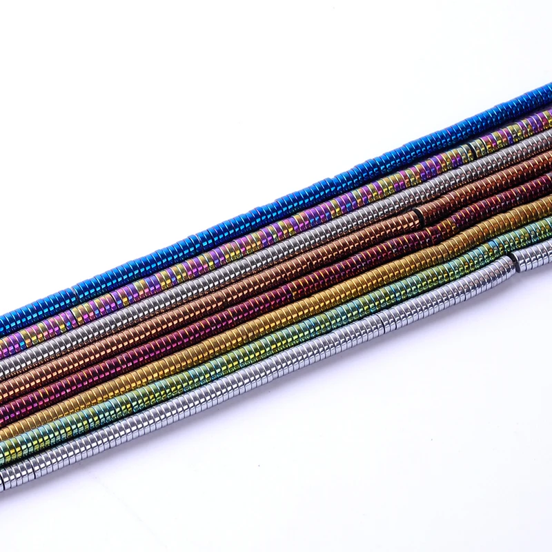 

Top quality 1*4mm Natural stone bright multi-color flat round loose spacer hematite beads for DIY jewelry necklace making