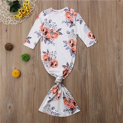 0-24 м для новорожденных для маленьких девочек боди цветочный Ночная рубашка пижамы платье из хлопка с длинными рукавами Пижама Комплект одежды наряды