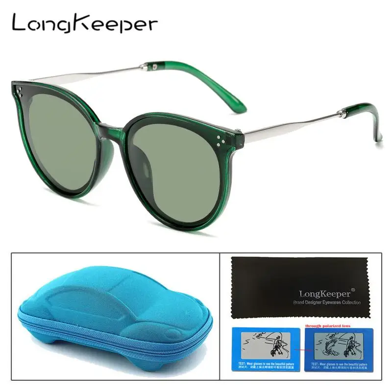 LongKeeper солнцезащитные очки «кошачий глаз» детские металлические поляризационные солнцезащитные очки с чехлом для детей модный тренд для маленьких девочек мальчиков Gafas подарок UV400