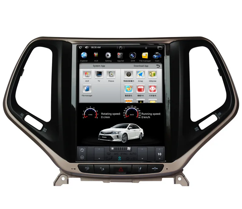 Discount 10.4" Tesla Style Android 7.1 Car Player GPS Navigation for Jeep Cherokee 2014 2015 2016 with Radio Bluetooth USB Stereo 1