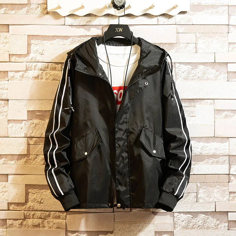 Большой размер 8XL брендовая камуфляжная мужская куртка повседневная с принтом с капюшоном Свободная куртка Бомбер тренд хип хоп Уличная одежда; YA059 - Цвет: Black