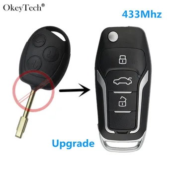 

OkeyTech 433MHz 3Button Upgrade Car Remote Key For Ford Focus C-Max D-Max Mondeo Fiesta Galaxy Fusion Remote Control FO21 Blade