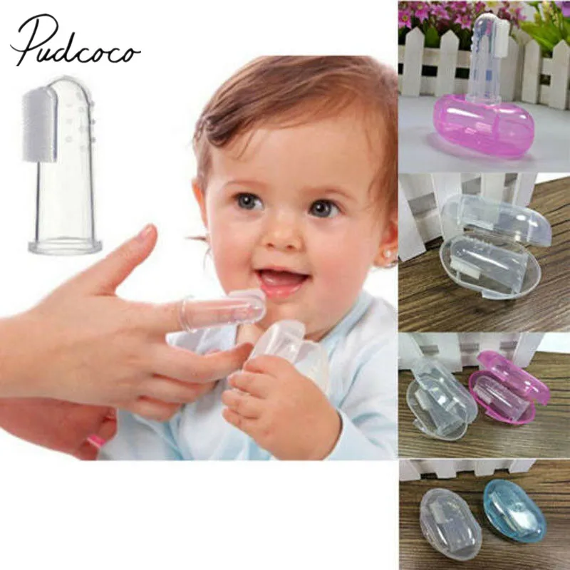 

2019 Baby Accessories Newborn Toddler Baby Convenient Durable Portable Toothbrush With Case 1PCS Set Finger Train Toothbrush