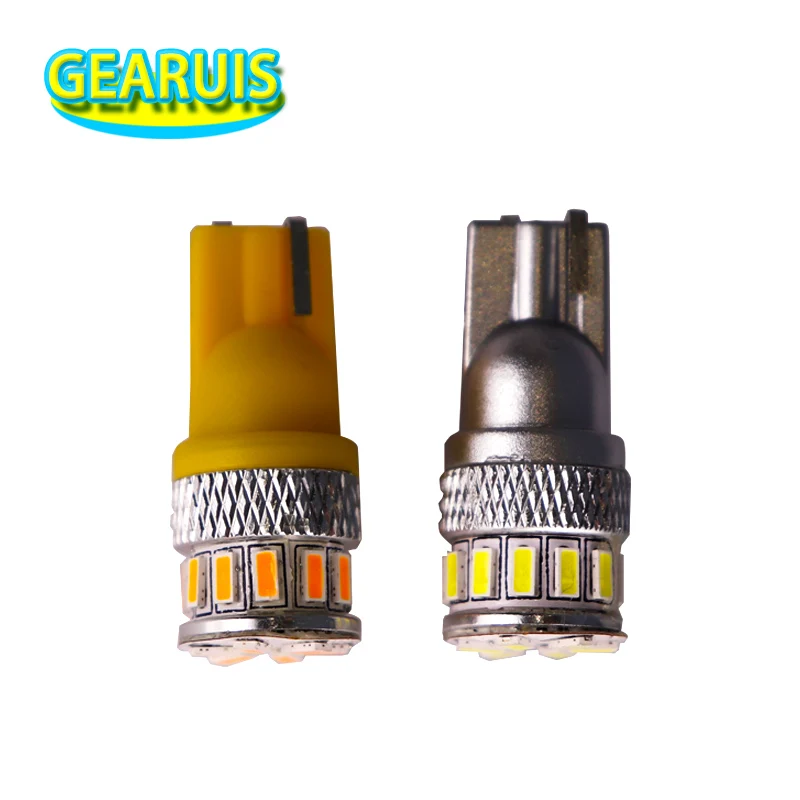 

10Pcs T10 LED Car light Bulb 18 LED W5W 3014 SMD License Plate Interior Map Dome Side Marker clearance Light Amber red Ice blue