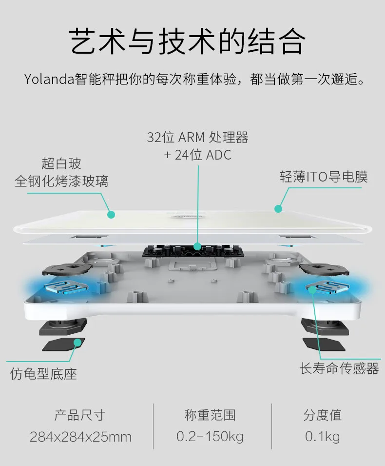 Индекс тела 24 Yolanda смарт-весы для жировых отложений домашний премиум-монитор для композиции тела скрытый светодиодный дисплей Поддержка приложения Bluetooth