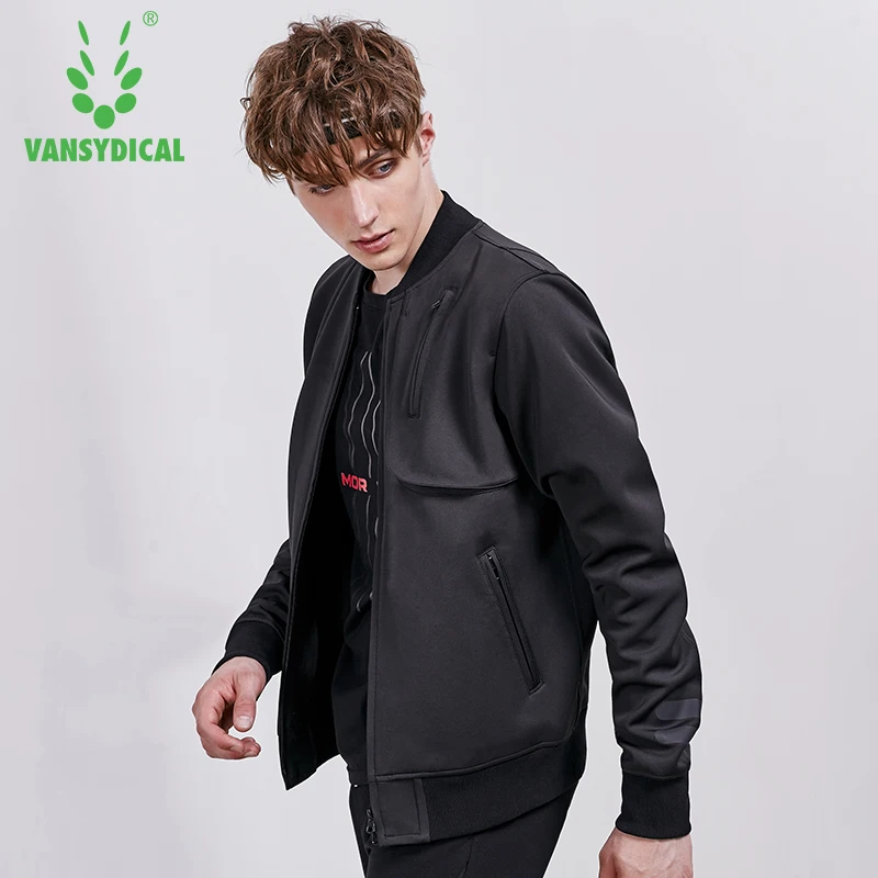 Vansydical осенне-зимние мужские спортивные куртки для бега топы с длинными рукавами с двусторонней застежкой-молнией для занятий фитнесом, одежда для бега трусцой