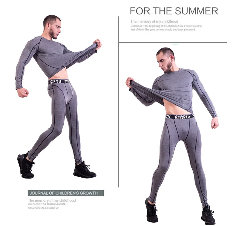 Man Compression Sports Suit Quick drying Perspiration Fitness Training MMA Kit rashguard Male Sportswear Jogging Running Clothes (7)