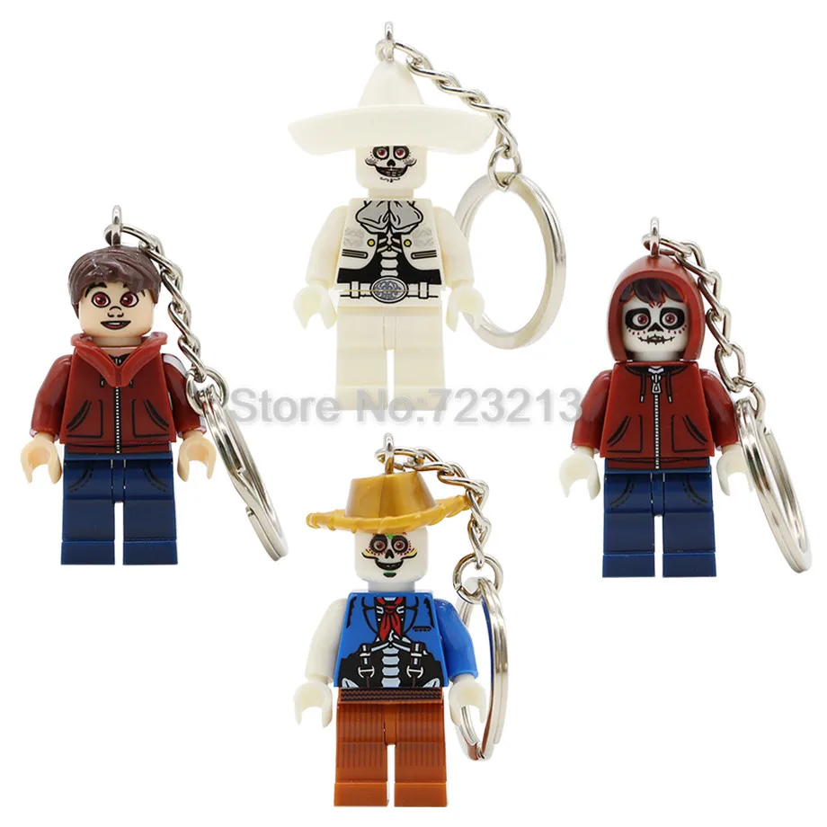 

Single Sale Hector Rivera Miguel Figure Keychain Mexico Movie Coco Model Building Blocks kits Brick Toys for Children Key Ring
