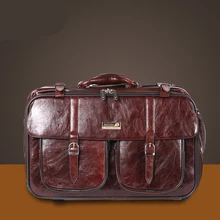 LeTrend, мужская деловая кожаная дорожная сумка, чемодан на колёсиках, Спиннер, чемоданы, колесо, 20 дюймов, сумка на колесиках, мужские сумки