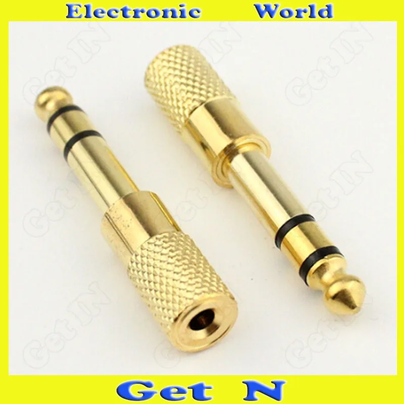 Buy 50pcs Gilded Adapter Connector Converting 6.5mm to 3.5mm 6.5 to 3.5 Male to