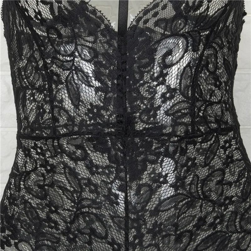 Gtpdpllt Sexy Halter lace bodysuit See-through Women hollow out Beach jumpsuit romper body feminino overalls Party bodysuits