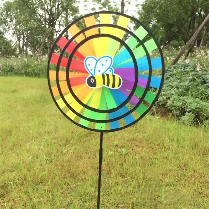 

New Colorful Rainbow Wind Spinner Ground Stake Outdoor Yard Garden Decor