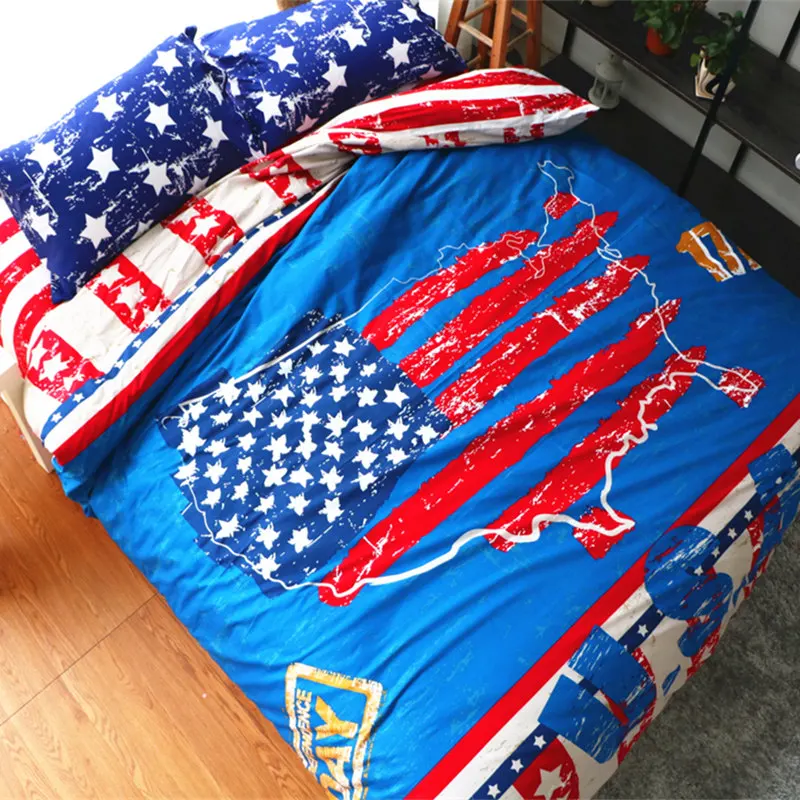 

4pcs 100% Cotton Cartoon Printed Soft Comforter Cover Pillowcase Flat Sheet Duvet Cover American culture Bedding Set King Size
