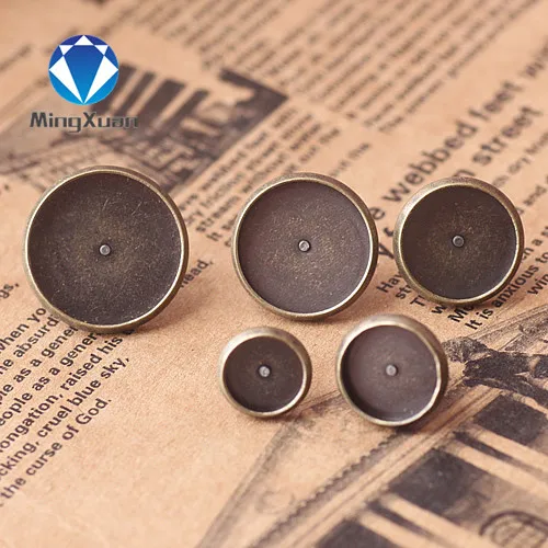 

Nickel 20pcs ANTIQUE BRONZE , Fashion Design Stud Earring with inner 8-16mm Round Blank base Tray , DIY earring findings