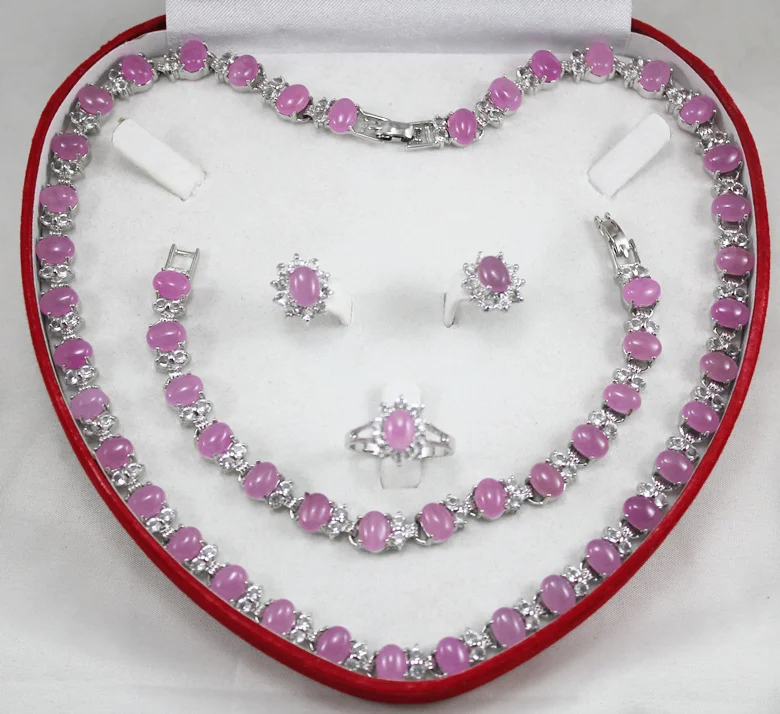 

free shipping>>> high quality lady's 17.5" zircon necklace, earings, 7.5: bracelet and ring(7-9#)sets for valentine's day gift