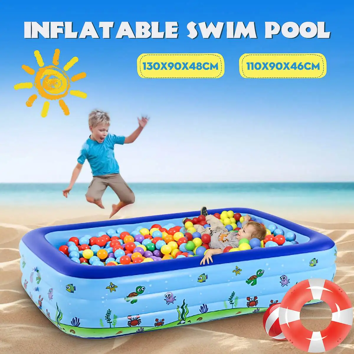 

Inflatable Baby Kid Swimming Ocean Ball Inflatable Swimming Pool Toddler Water Pool Size XL L