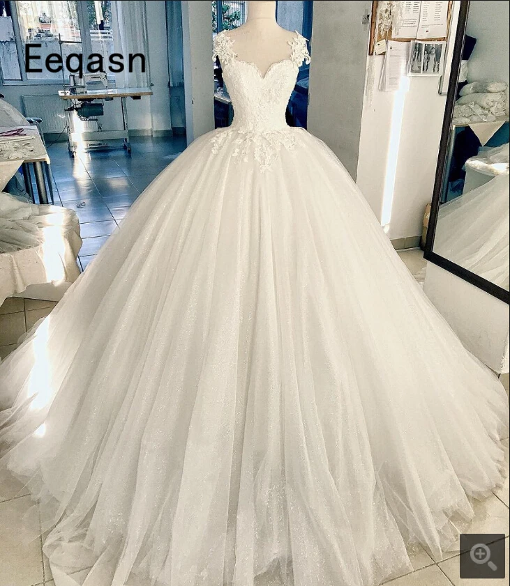 Бальное Платье de mariage белое кружевное свадебное платье принцессы с аппликацией