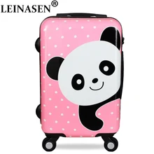 LEINASEN Cute Cartoon Children Rolling Luggage Spinner Suitcase Wheels Students Cabin Trolley 20/24 inch Bear pattern Travel Bag letrend korean trolley cute pink suitcase wheels cosmetic case women vintage leather travel bag retro password box cabin luggage