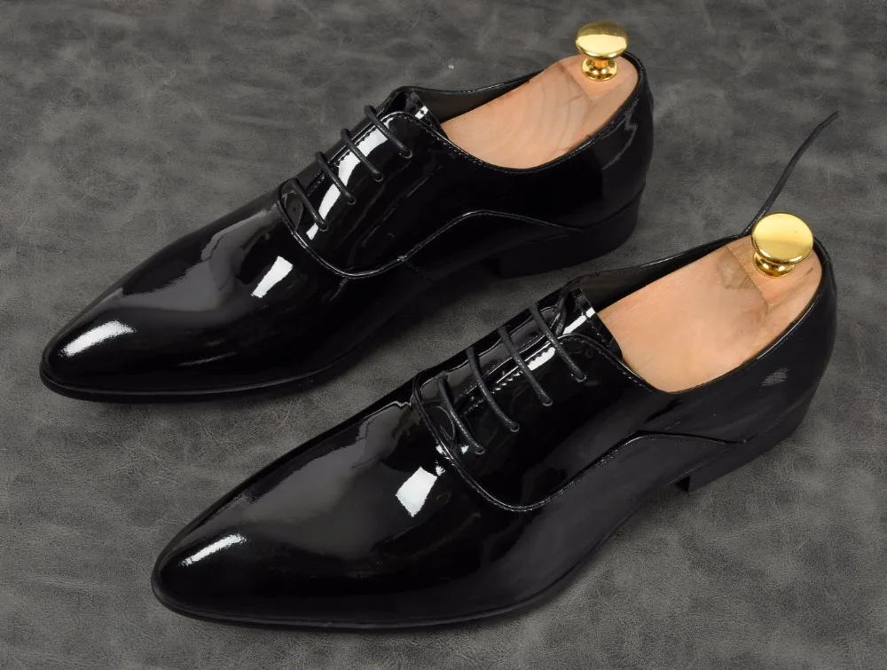 Para Genuino Pie En Pic De Size38 Zapatos Lace up Oficina Hombres Cuero 44 1 Brillante As Del Vestido Moda Hombre Clásico Dedo Punta Plana Oxford Formales OqCSdw