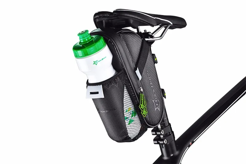 Best ROCKBROS Rainproof Bike Bicycle Rear Bag With Water Bottle Pocket Bicycle Tail Seat Saddle Bag Reflective Pouch Bike Accessories 11