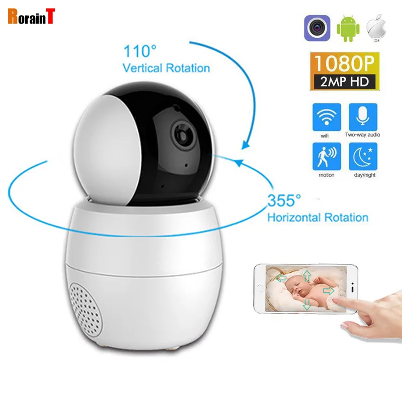 RorainT Smart HD 1080P CCTV Phone Security Monitoring Network Head Home wifi IP Camera Two-way Audio Monitor