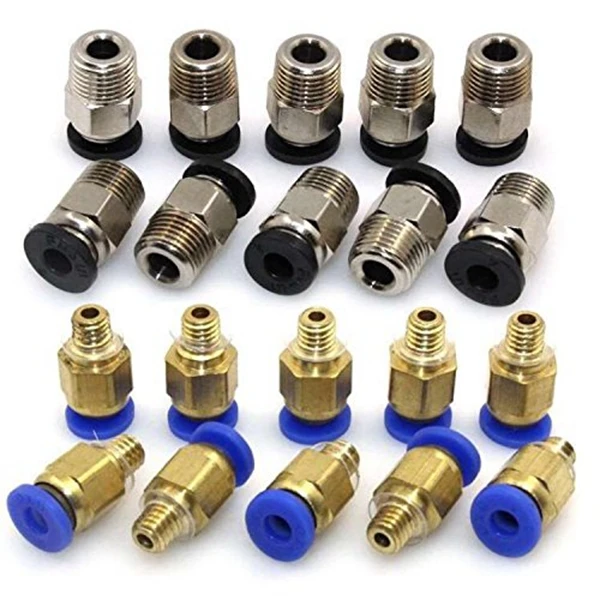 PC4-M10 مستقيم دفع تركيب هوائي لربط + PC4-M6 سريعة في يليق 3D طابعة بودين الطارد (حزمة من 20 قطعة)