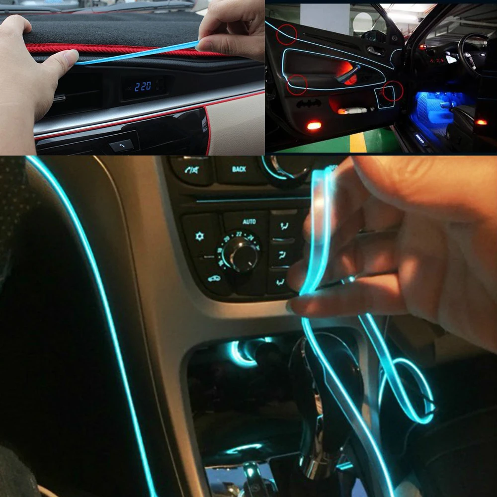 DIY EL Car Light for BMW X1 F48 X3 F25 X4 F26 X5 E70 F15  EL Car Interior light LED Glowing Electroluminescent EL Wire Car Decor