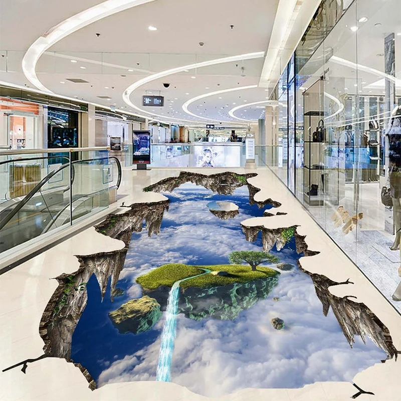 

Papel De Parede Custom 3D Floor Tiles Mural PVC Self-adhesive Waterproof Floor Wallpaper 3D Stereo Floor Outdoor Painting Mural