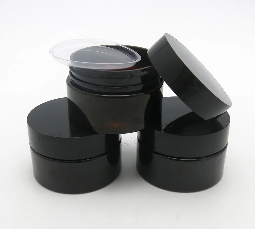 

50 x 30g Dark Amber empty PET skin care cream jar with plastic lids with Insert 1oz Cosmetic container