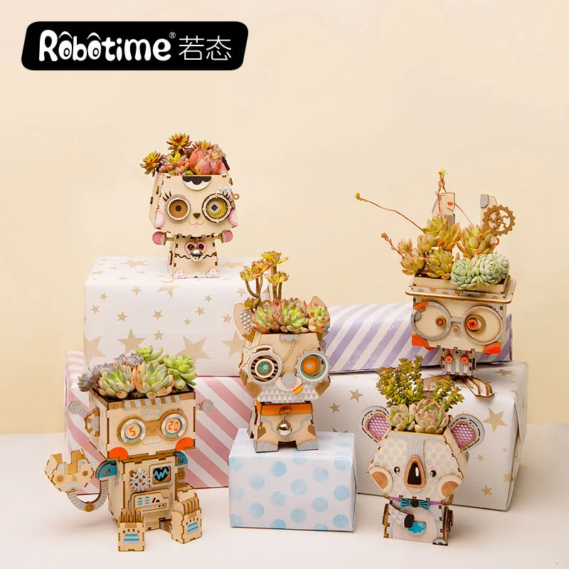 

3D Wooden Three-dimensional Jigsaw Puzzle Basin Words Multi-meat Flowerpot Wooden Toy Adults Original Design Of The Latest