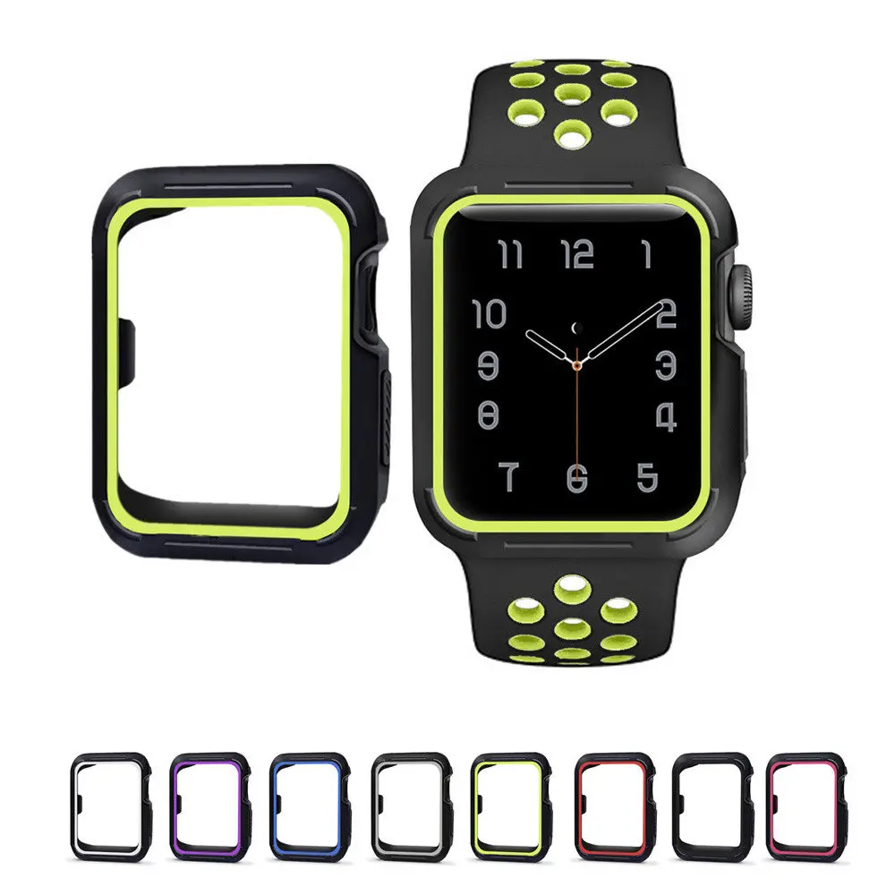silicone cover for apple watch case 42mm 38mm Nike sport band strap full frame rubber protector case for iwatch 2/1 series silicone cover for apple watch case 42mm 38mm Nike sport band strap full frame rubber protector case for iwatch 2/1 series
