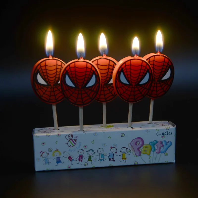 5 шт./упак. свечи для дня рождения с принтом Человека-паука свечи душ торт для капкейка-для вечеринки, дня рождения свечи для торта вечерние украшения свадебные принадлежности