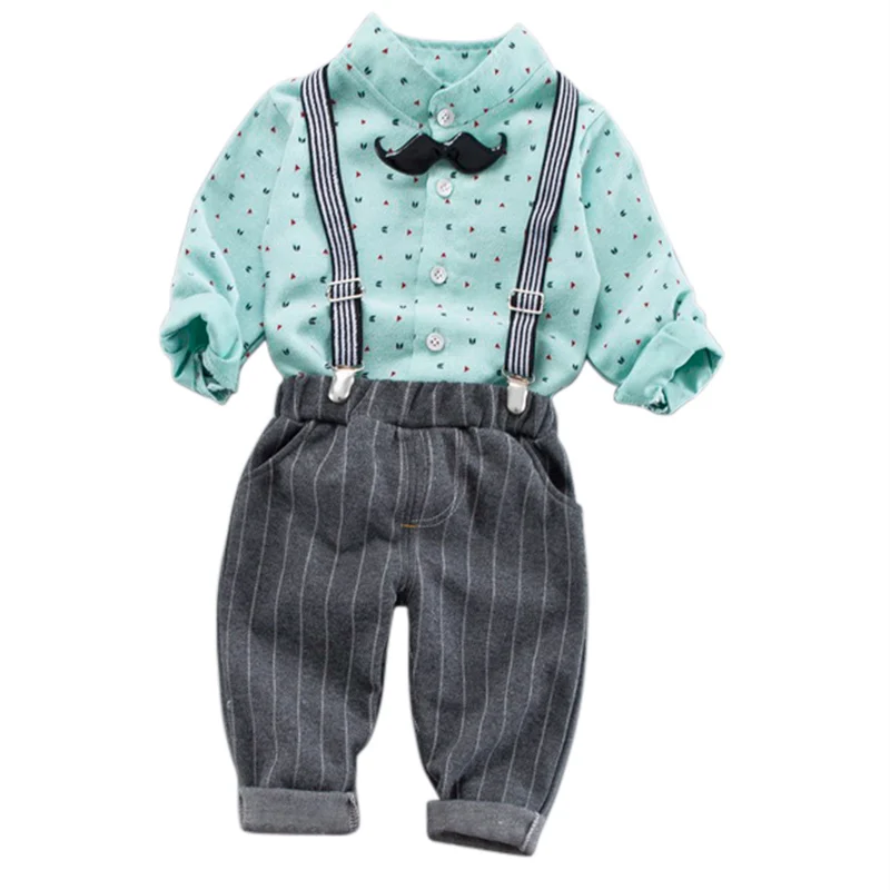 

Baby Clothes Set Baby Boys Clothing 2018 New Boys Bow Tie Shirt+Gentleman Bib Pants 2pcs Children Fashion British Suit 1-4T B