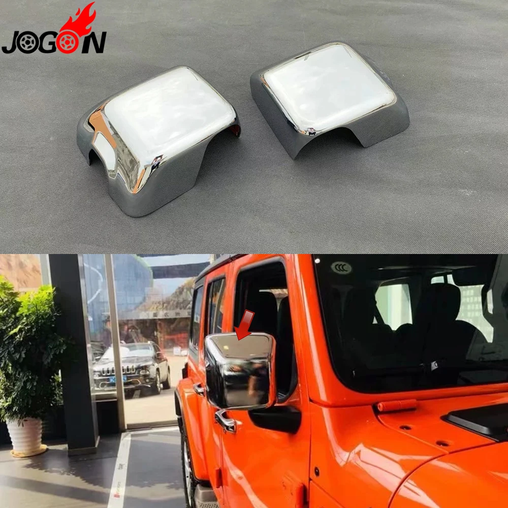 Glossy Silver For Jeep Wrangler JL 2018 2019 Car Styling Side Wing Rearview Back Mirror Cover
