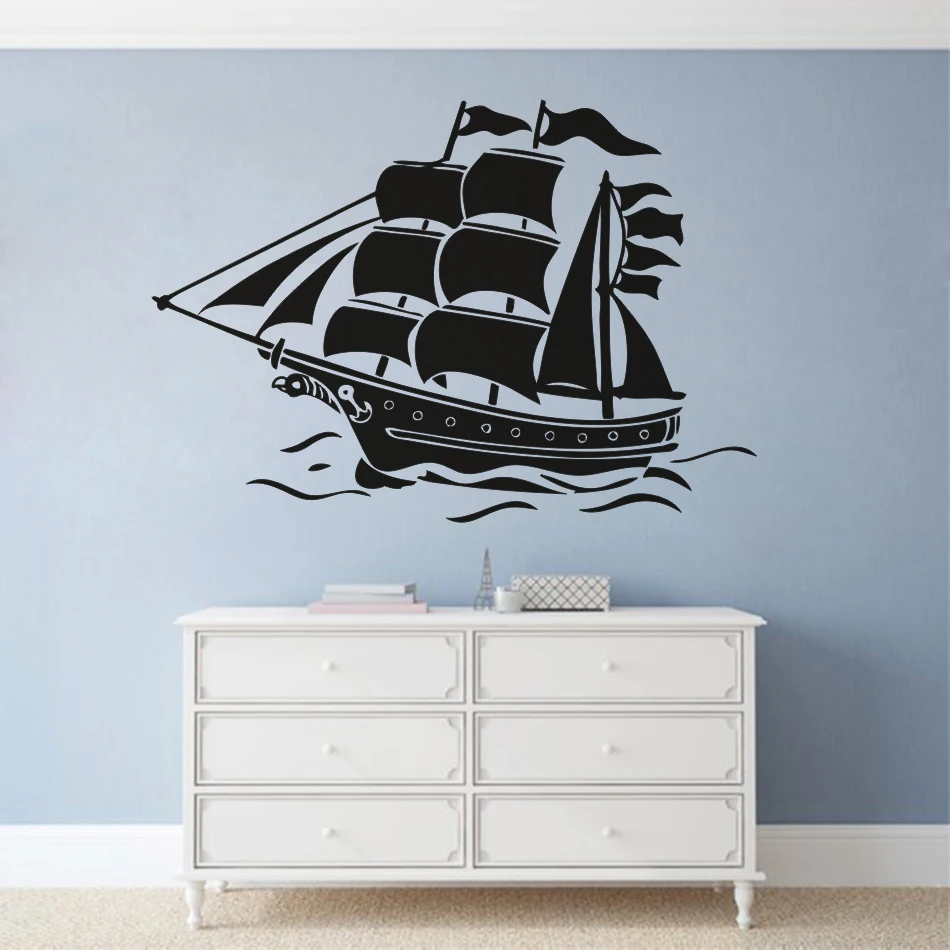Sailing Wall Stickers Home Transfer Graphic Decal Decor Boat Stencil Boys Ship