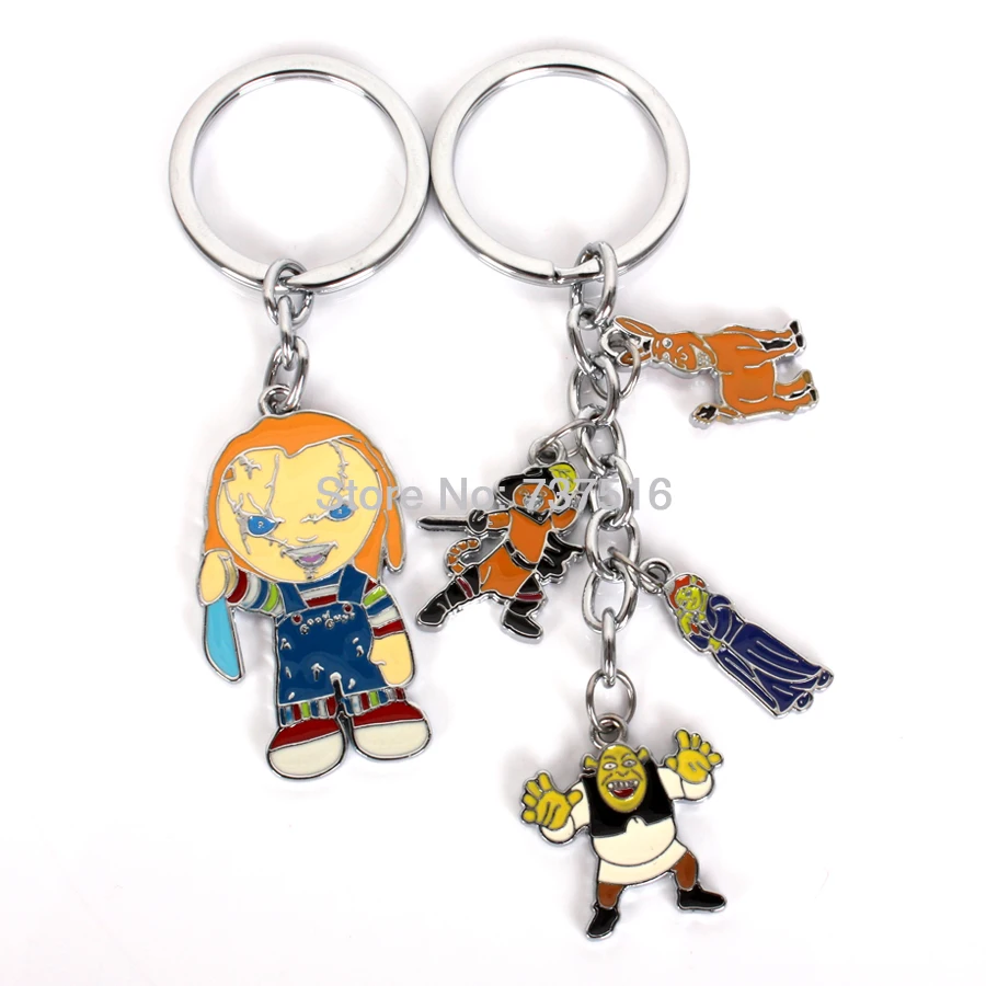 Ensemble de 2 pcs s Shrek Fiona Chat dans les Bottes Chat ‚ne animaux et la Fiancée de Chucky Gar§on édition Animation Autour de Métal Produits dans