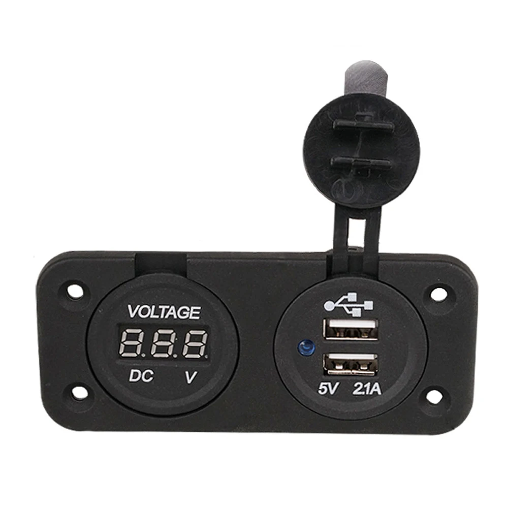

12V Motorcycle Scooter Charger Socket Dual USB 5V 3.1A USB Charger Power Adapter Socket with LED Digital Display Voltmeter