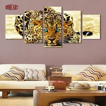 5 Unidades Leopardos Abstracto Decoración Del Hogar Moderno Arte de La Pared de Lona Animal Pintura Fotografía Impresión Set de 5 Cada Lienzo Artes Poster