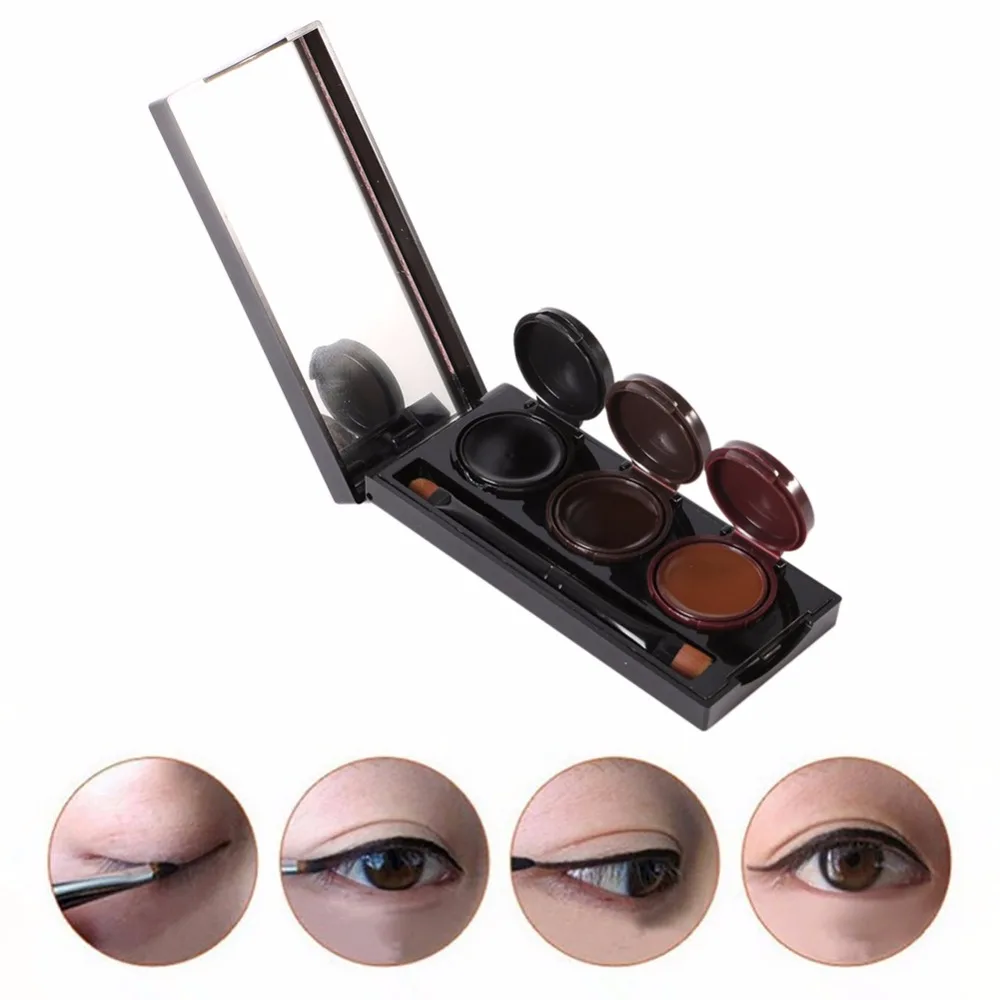 3 Colors Waterproof No Blooming Eyeliner Eyebrow Cream Natural Long