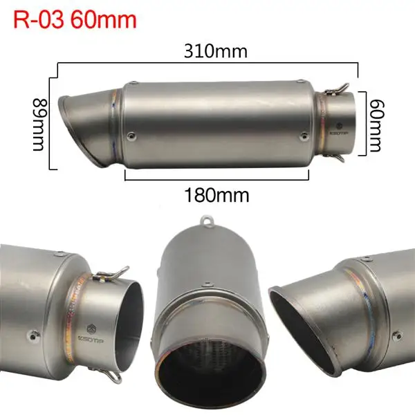 Sclmotos-51/60 мм Универсальный Мотоцикл Мотокросс глушитель выхлопной трубы Yoshimura выхлопная гоночный питбайк S1000RR R6 R15 TMAX - Цвет: R-03 60mm