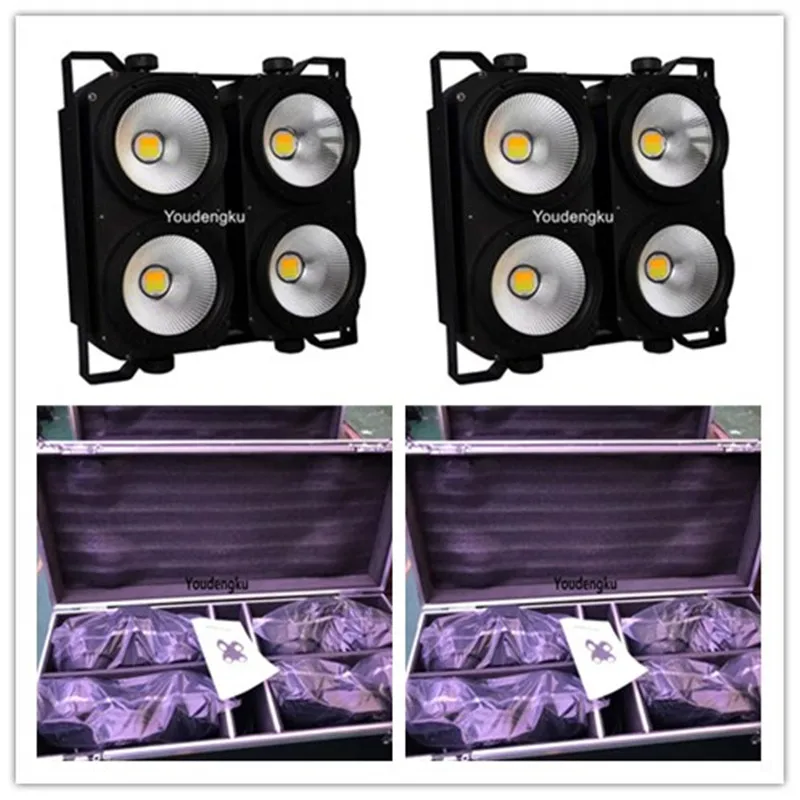 

8 pcs with flightcase Four Eyes LED Warm and Cool white light 4pcs *100w dmx512 cob led martix blinder wash audience Par Light