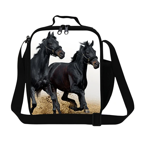 Персонализированные животные лошадь Ланч мешок для детей, термическая сумка для еды для мальчиков, взрослый плечо изолированный мешок еды, контейнер для обедов для мужчин - Цвет: Лаванда
