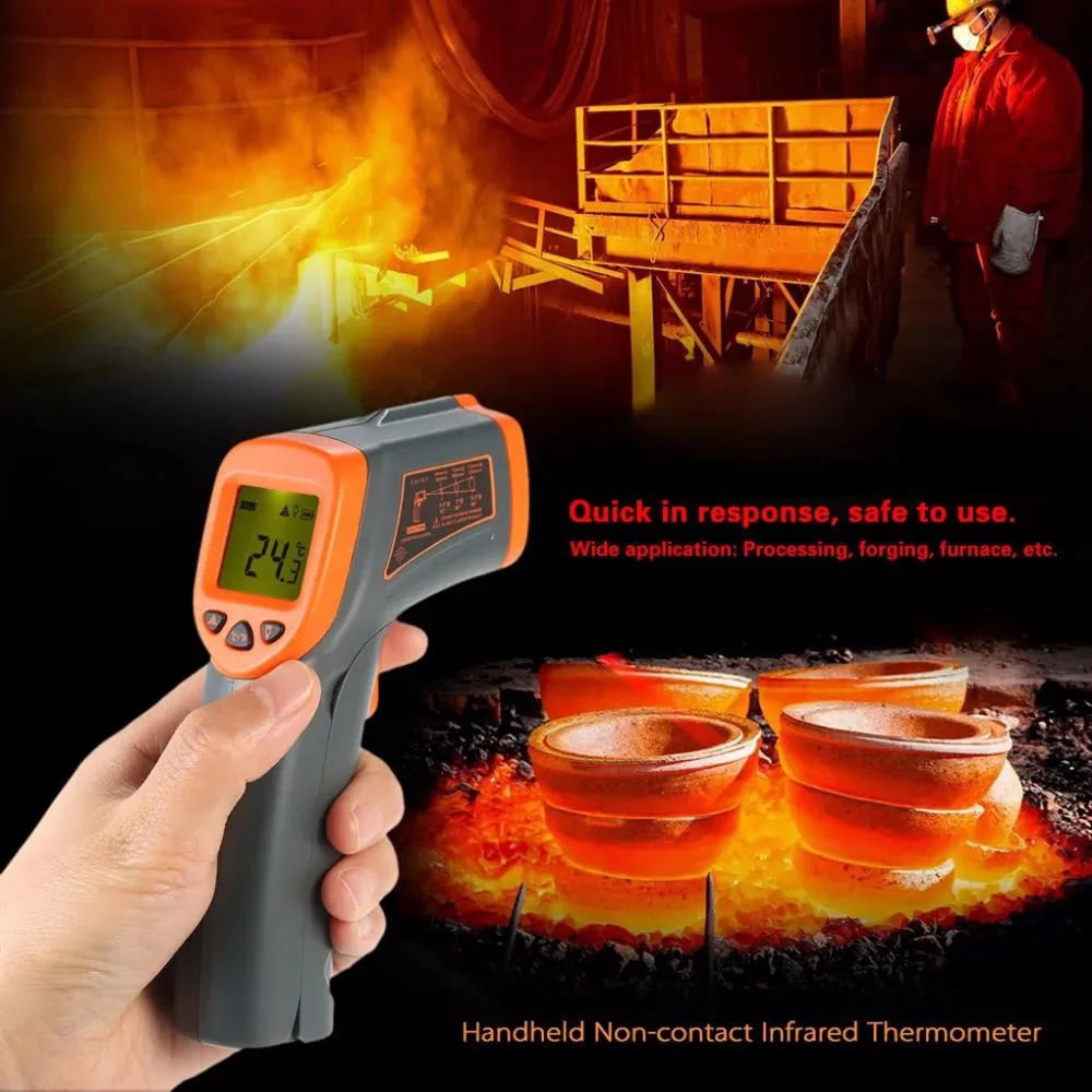 32-380 Thermometer Mini Degree Handheld Infrared Digital Thermometer LCD IR Industrial Pyrometer Contactless Temperature Meter