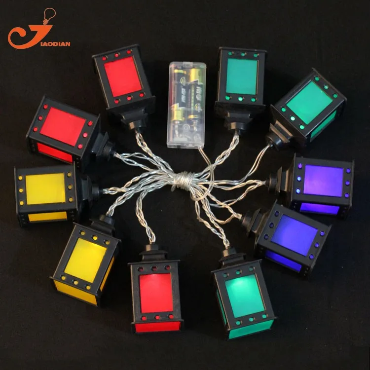 black lantern multicolor LED lights clear wire  (10)