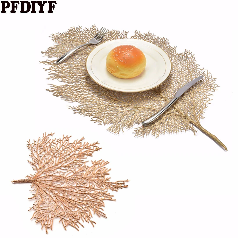 

Leaf Placemat For Dining Table Coasters Lotus Leaf Palm Simulation Plant PVC Cup Coffee Table Mats For Home Decorative Table Pad