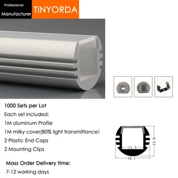 

Tinyorda 1000Pcs (1M Length) Led Alu Profile Led Channel Profil for 11mm LED Strip Light 1M LED Profile Alu Profile channel
