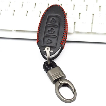 

Leather Car Key Cover with Key Holder For Nissan TEANA T31 T32 Kicks Tiida Pathfinder Murano Note Pulsar March 370Z Micra NV200