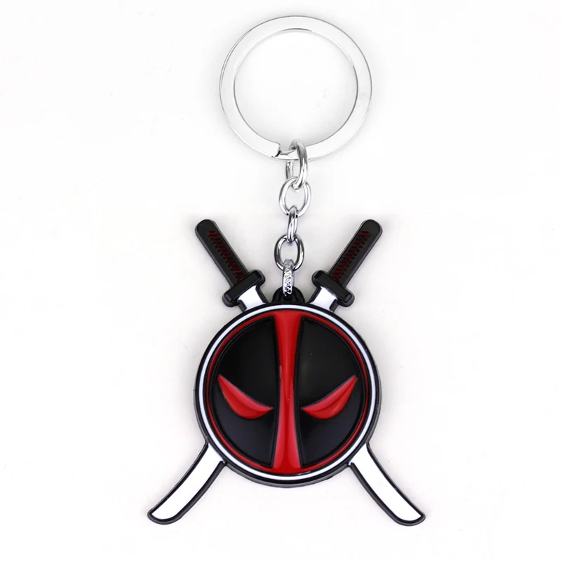 Marvel Superhero Deadpool Mask Keychain Fashion Unique Jewellery for Men Black And Red Deadpool Keychain With