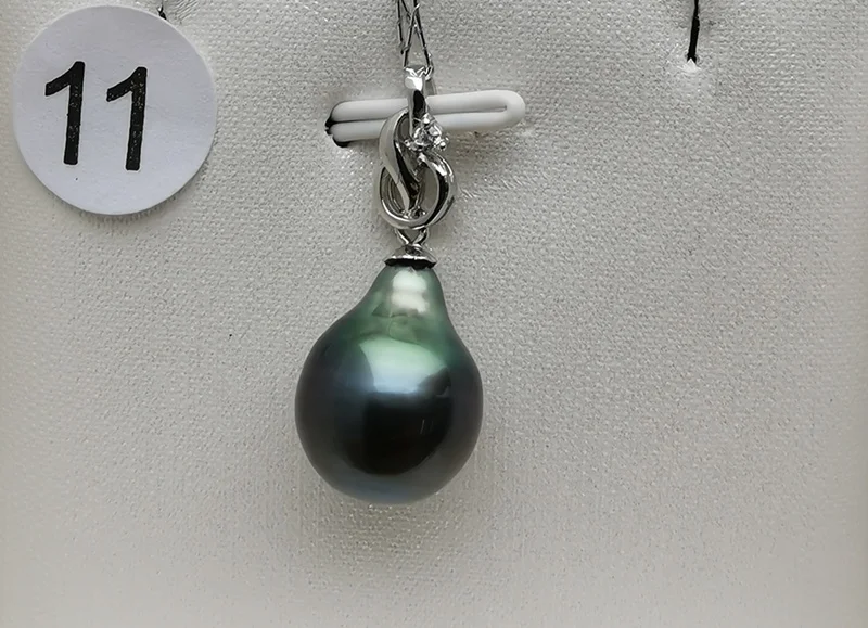 YS 925 пробы серебро 10-11 мм Настоящее натуральное Tahitian жемчуг кулон ожерелье ювелирные изделия - Цвет камня: No. 11
